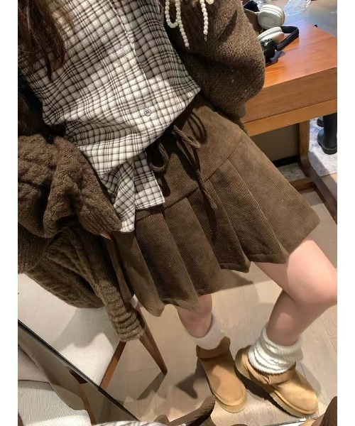 gossip！ロサンゼルス（ゴシップロサンゼルス）の「プリーツスカート コーデュロイミニ丈スカート（スカート・レディース・ブラウン/ブラック・M/S）」の21枚目の写真
