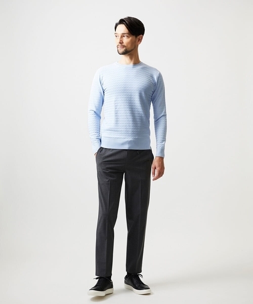 MICHEL KLEIN HOMME   （ミッシェルクランオム）の「クラシカルクルーネックニット（ニット/セーター・メンズ・ホワイト/ライトブルー/ベージュ・MEDIUM/LARGE/X-LARGE）」の4枚目の写真