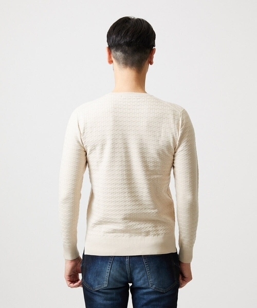 MICHEL KLEIN HOMME   （ミッシェルクランオム）の「クラシカルクルーネックニット（ニット/セーター・メンズ・ホワイト/ライトブルー/ベージュ・MEDIUM/LARGE/X-LARGE）」の8枚目の写真