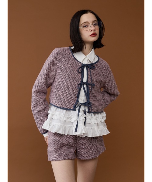 jouetie(ジュエティ)の「リボンタイフリルショートシャツ(シャツ/ブラウス・レディース・ブラック/オフホワイト/ブルー・MEDIUM)」の21枚目の写真