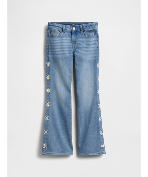 GAP(ギャップ)の「ハイライズ 刺しゅうワッペン '70s フレアデニム (キッズ)(デニムパンツ・キッズ・インディゴブルー・120cm/130cm/140cm/150cm/160cm/155cm)」の4枚目の写真