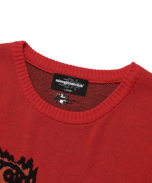NICE GHOST CLUB(ナイスゴーストクラブ)の「GHOST EYES BIG BIG KNIT TEE_RED(NG2EMUK605A)(ニット/セーター・レディース・レッド・S/M/L)」の3枚目の写真
