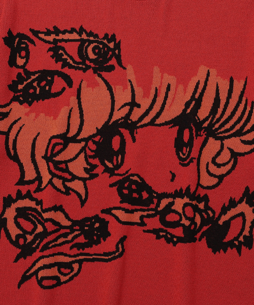 NICE GHOST CLUB(ナイスゴーストクラブ)の「GHOST EYES BIG BIG KNIT TEE_RED(NG2EMUK605A)(ニット/セーター・レディース・レッド・S/M/L)」の4枚目の写真