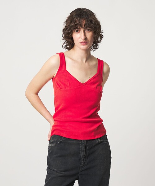 6（ロク）の「＜6(ROKU)＞パターンメッシュ カシュクール カーディガン（カーディガン/ボレロ・レディース・オリーブ/レッド・FREE）」の6枚目の写真