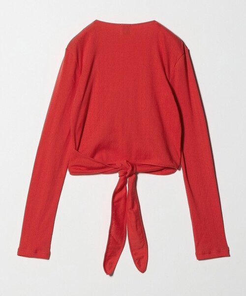 6（ロク）の「＜6(ROKU)＞パターンメッシュ カシュクール カーディガン（カーディガン/ボレロ・レディース・オリーブ/レッド・FREE）」の10枚目の写真