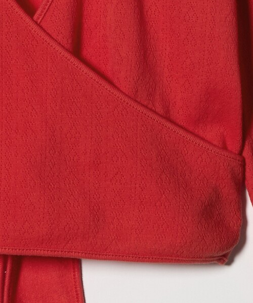 6（ロク）の「＜6(ROKU)＞パターンメッシュ カシュクール カーディガン（カーディガン/ボレロ・レディース・オリーブ/レッド・FREE）」の13枚目の写真