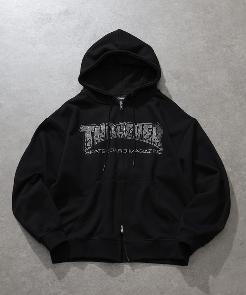 THRASHER（スラッシャー）の「【THRASHER/スラッシャー】裏毛 ロゴデザイン ジップアップパーカー※Sサイズのみショート丈デザイン※（パーカー・メンズ・ブラック系3/ピンク/アッシュグレー/ブラック系2/ブラック系1・XL/L/M/S-Short）」の16枚目の写真