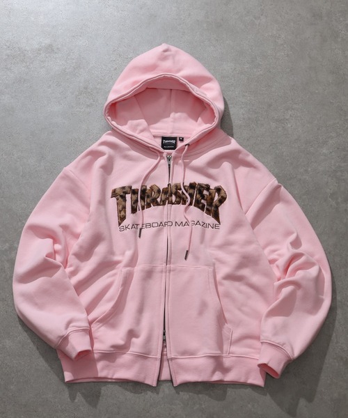 THRASHER（スラッシャー）の「【THRASHER/スラッシャー】裏毛 ロゴデザイン ジップアップパーカー※Sサイズのみショート丈デザイン※（パーカー・メンズ・ブラック系3/ピンク/アッシュグレー/ブラック系2/ブラック系1・XL/L/M/S-Short）」の7枚目の写真