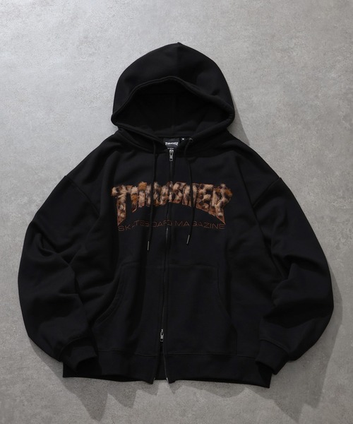 THRASHER（スラッシャー）の「【THRASHER/スラッシャー】裏毛 ロゴデザイン ジップアップパーカー※Sサイズのみショート丈デザイン※（パーカー・メンズ・ブラック系3/ピンク/アッシュグレー/ブラック系2/ブラック系1・XL/L/M/S-Short）」の20枚目の写真