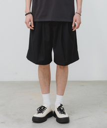 サイドヒドゥンバンディングツーピンタックワイドハーフパンツ BK8903_ブラック