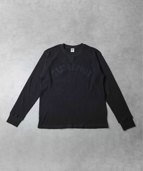 ARCHIVER(アーカイバ)の「【69】ワッフル アップリケロングスリーブTシャツ(Tシャツ/カットソー・メンズ・オートミール/ブラック・LARGE)」の1枚目の写真