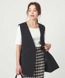 【超美品】グリーンレーベルリラクシング* ノーカラースカートスーツ 卒園式 qs4102-17_1.jpg