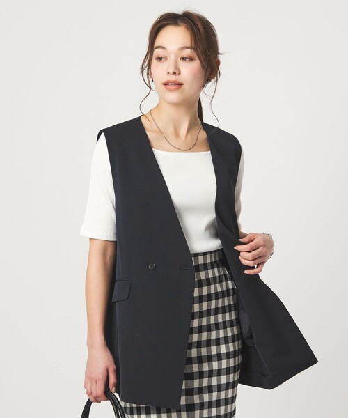size SHORTあり］サラフール ノーラペル ジレ ストレッチ UVカット