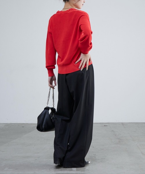 Lui's（ルイス）の「襟デザインVカーディガン（カーディガン/ボレロ・レディース・ブラック/グレイッシュベージュ/オレンジ・FREE）」の7枚目の写真