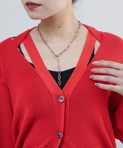 Lui's（ルイス）の「襟デザインVカーディガン（カーディガン/ボレロ・レディース・ブラック/グレイッシュベージュ/オレンジ・FREE）」の16枚目の写真