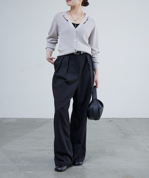 Lui's（ルイス）の「襟デザインVカーディガン（カーディガン/ボレロ・レディース・ブラック/グレイッシュベージュ/オレンジ・FREE）」の11枚目の写真