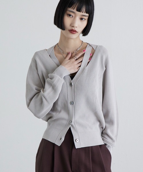 Lui's（ルイス）の「襟デザインVカーディガン（カーディガン/ボレロ・レディース・ブラック/グレイッシュベージュ/オレンジ・FREE）」の19枚目の写真