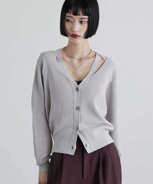 Lui's（ルイス）の「襟デザインVカーディガン（カーディガン/ボレロ・レディース・ブラック/グレイッシュベージュ/オレンジ・FREE）」の20枚目の写真