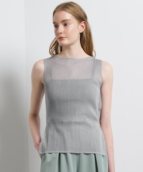 LANVIN en Bleu（ランバンオンブルー）の「シアーリブボートネックニット（ニット/セーター・レディース・ブラック/グレー/ライトパープル・38）」の3枚目の写真
