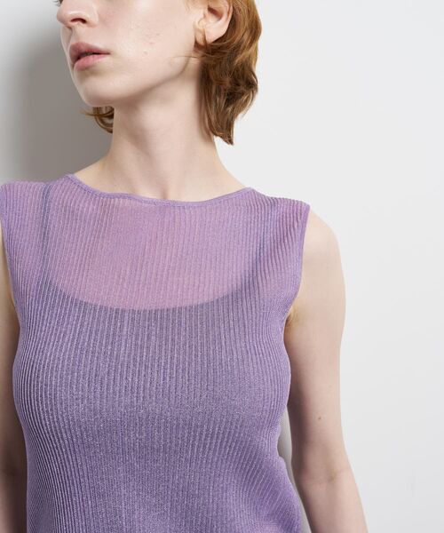 LANVIN en Bleu（ランバンオンブルー）の「シアーリブボートネックニット（ニット/セーター・レディース・ブラック/グレー/ライトパープル・38）」の21枚目の写真