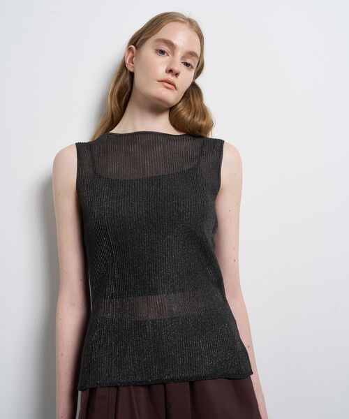 LANVIN en Bleu（ランバンオンブルー）の「シアーリブボートネックニット（ニット/セーター・レディース・ブラック/グレー/ライトパープル・38）」の11枚目の写真