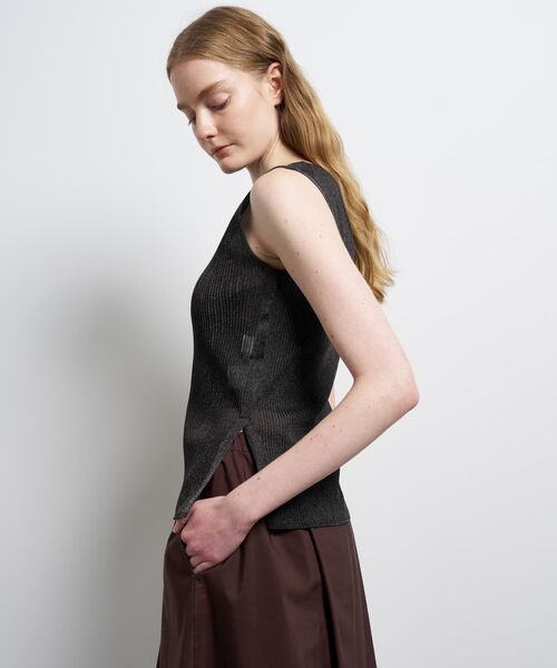 LANVIN en Bleu（ランバンオンブルー）の「シアーリブボートネックニット（ニット/セーター・レディース・ブラック/グレー/ライトパープル・38）」の12枚目の写真