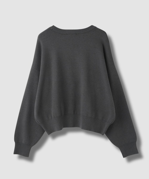 NAVY（ネイビー）の「NAVY カレッジロゴダブルジャガード スウェットライクニット（ニット/セーター・レディース・ネイビー/アイボリー/杢グレー/チャコールグレー・M/L）」の7枚目の写真