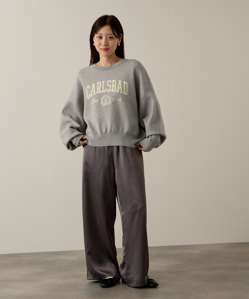 NAVY（ネイビー）の「NAVY カレッジロゴダブルジャガード スウェットライクニット（ニット/セーター・レディース・ネイビー/アイボリー/杢グレー/チャコールグレー・M/L）」の16枚目の写真