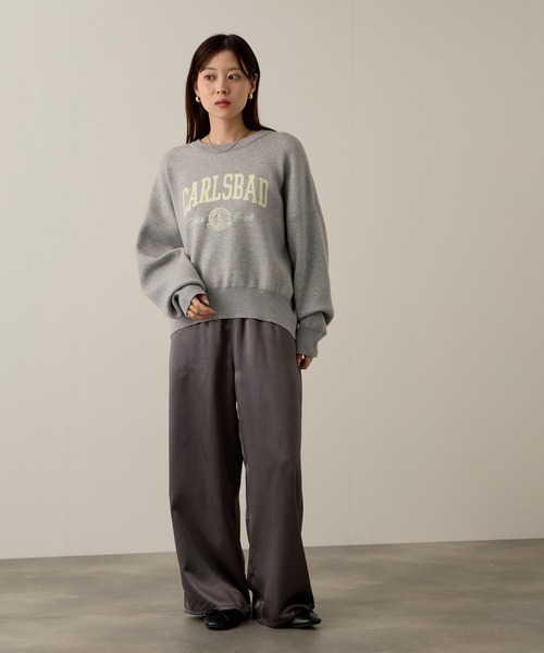 NAVY（ネイビー）の「NAVY カレッジロゴダブルジャガード スウェットライクニット（ニット/セーター・レディース・ネイビー/アイボリー/杢グレー/チャコールグレー・M/L）」の17枚目の写真
