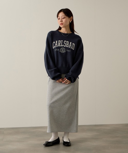 NAVY（ネイビー）の「NAVY カレッジロゴダブルジャガード スウェットライクニット（ニット/セーター・レディース・ネイビー/アイボリー/杢グレー/チャコールグレー・M/L）」の20枚目の写真