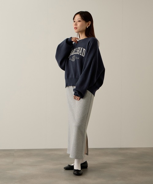 NAVY（ネイビー）の「NAVY カレッジロゴダブルジャガード スウェットライクニット（ニット/セーター・レディース・ネイビー/アイボリー/杢グレー/チャコールグレー・M/L）」の21枚目の写真