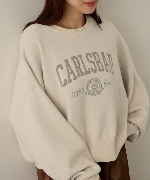 NAVY（ネイビー）の「NAVY カレッジロゴダブルジャガード スウェットライクニット（ニット/セーター・レディース・ネイビー/アイボリー/杢グレー/チャコールグレー・M/L）」の22枚目の写真
