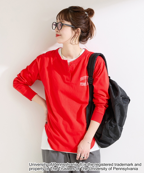 GOOD ROCK SPEED(グッドロックスピード)の「GOOD ROCK SPEED / グッドロックスピード Henley LS shirts(Tシャツ/カットソー・レディース・レッド/ネイビー/ライトグレー・FREE)」の3枚目の写真