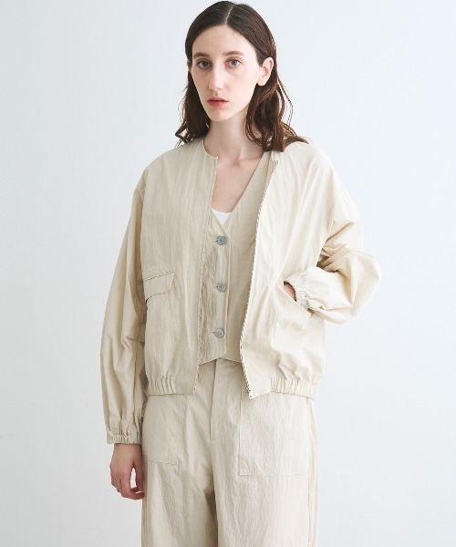 three dots（スリードッツ）の「サン ドライドクロス ジャケット（その他アウター・レディース・ブラック/ブラウン系その他/ベージュ/ネイビー・SMALL）」の3枚目の写真