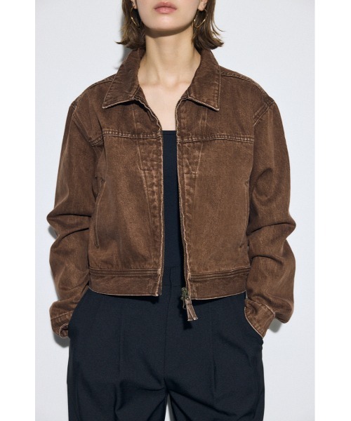 AZUL by moussy(アズールバイマウジー)の「【サイズ,身長別画像あり】AZUL DENIM ダブルジップブルゾン(デニムジャケット・レディース・ブルー/ブラウン・SMALL/MEDIUM)」の5枚目の写真