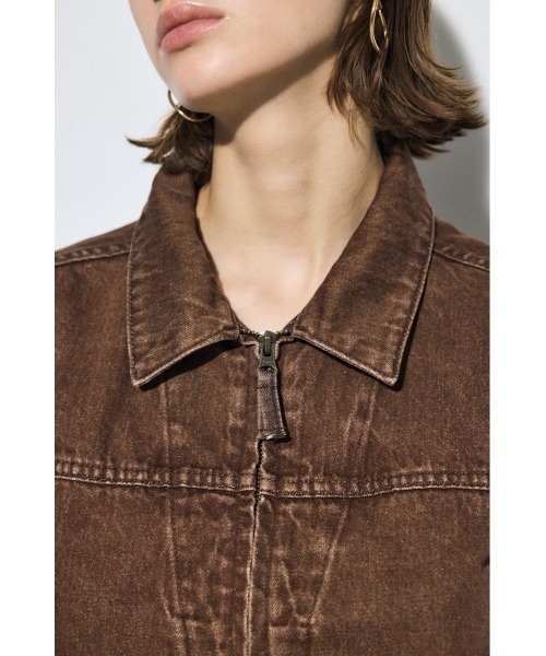 AZUL by moussy(アズールバイマウジー)の「【サイズ,身長別画像あり】AZUL DENIM ダブルジップブルゾン(デニムジャケット・レディース・ブルー/ブラウン・SMALL/MEDIUM)」の9枚目の写真