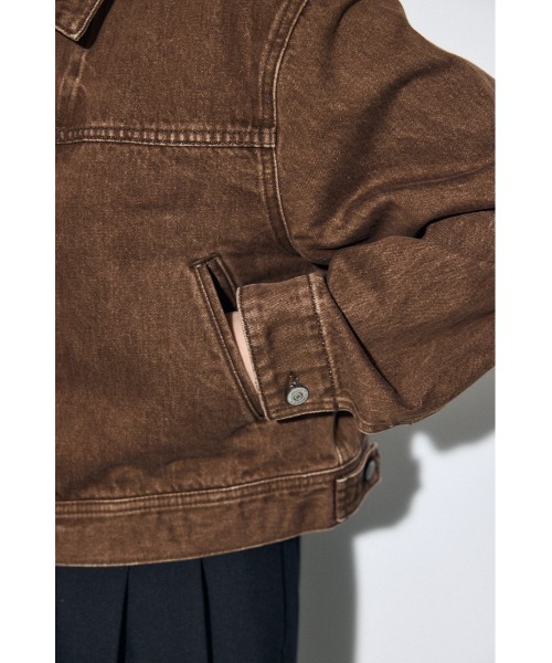 AZUL by moussy(アズールバイマウジー)の「【サイズ,身長別画像あり】AZUL DENIM ダブルジップブルゾン(デニムジャケット・レディース・ブルー/ブラウン・SMALL/MEDIUM)」の11枚目の写真