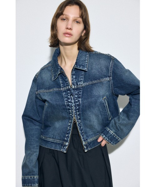 AZUL by moussy(アズールバイマウジー)の「【サイズ,身長別画像あり】AZUL DENIM ダブルジップブルゾン(デニムジャケット・レディース・ブルー/ブラウン・SMALL/MEDIUM)」の14枚目の写真