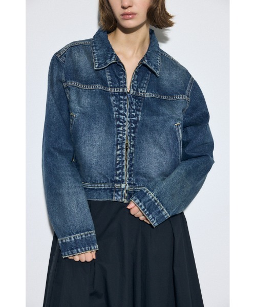 AZUL by moussy(アズールバイマウジー)の「【サイズ,身長別画像あり】AZUL DENIM ダブルジップブルゾン(デニムジャケット・レディース・ブルー/ブラウン・SMALL/MEDIUM)」の15枚目の写真