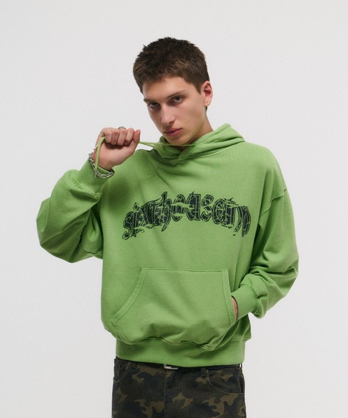 ILL'S(イルズ)の「ARCH LOGO PULLOVER HOODIE / アーチロゴ プルオーバー フーディ メンズ レディース ユニセックス(スウェット・メンズ・ライム/ブラック/チャコールグレー/グレー・M/L)」の6枚目の写真