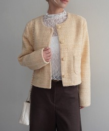 Rashik（ラシク）の「【Rashik】ラメ混ツイードジャケット（ノーカラージャケット）」