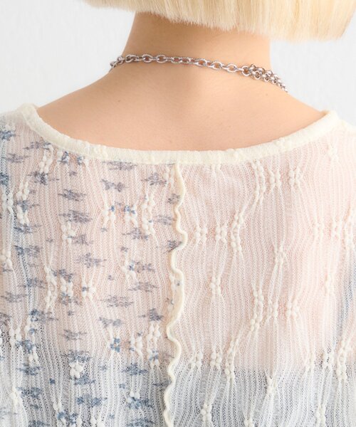 w closet（ダブルクローゼット）の「花柄パッチワークT（Tシャツ/カットソー・レディース・サックスブルー/アイボリー/ピンク・FREE）」の5枚目の写真