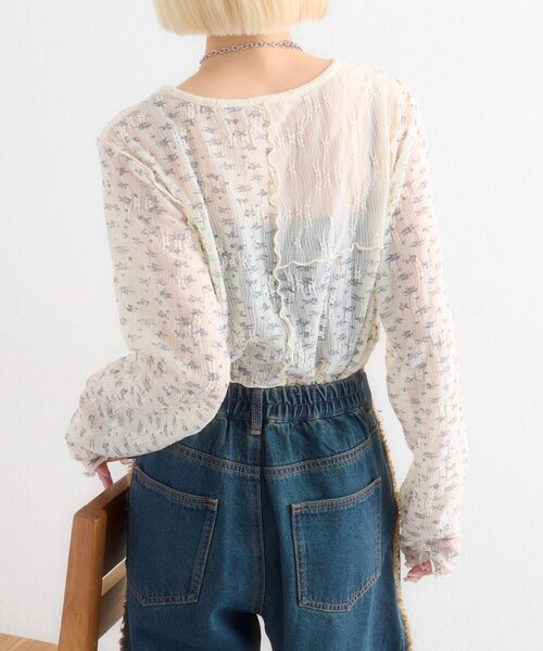 w closet（ダブルクローゼット）の「花柄パッチワークT（Tシャツ/カットソー・レディース・サックスブルー/アイボリー/ピンク・FREE）」の8枚目の写真