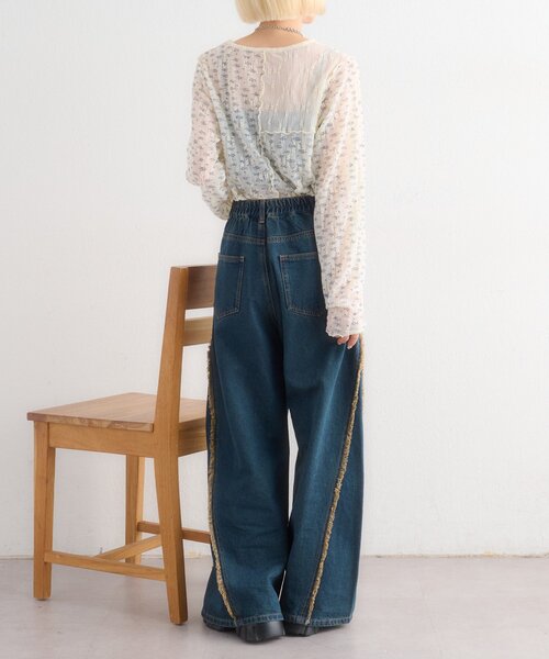 w closet（ダブルクローゼット）の「花柄パッチワークT（Tシャツ/カットソー・レディース・サックスブルー/アイボリー/ピンク・FREE）」の16枚目の写真