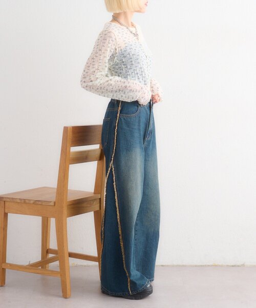 w closet（ダブルクローゼット）の「花柄パッチワークT（Tシャツ/カットソー・レディース・サックスブルー/アイボリー/ピンク・FREE）」の17枚目の写真