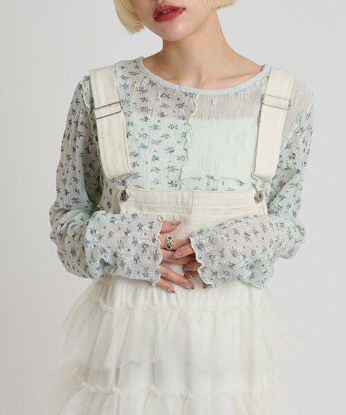 w closet（ダブルクローゼット）の「花柄パッチワークT（Tシャツ/カットソー・レディース・サックスブルー/アイボリー/ピンク・FREE）」の18枚目の写真