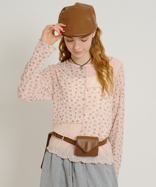 w closet（ダブルクローゼット）の「花柄パッチワークT（Tシャツ/カットソー・レディース・サックスブルー/アイボリー/ピンク・FREE）」の16枚目の写真