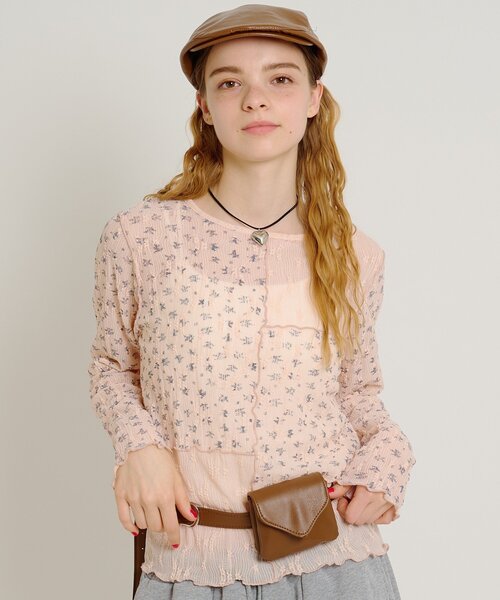 w closet（ダブルクローゼット）の「花柄パッチワークT（Tシャツ/カットソー・レディース・サックスブルー/アイボリー/ピンク・FREE）」の15枚目の写真