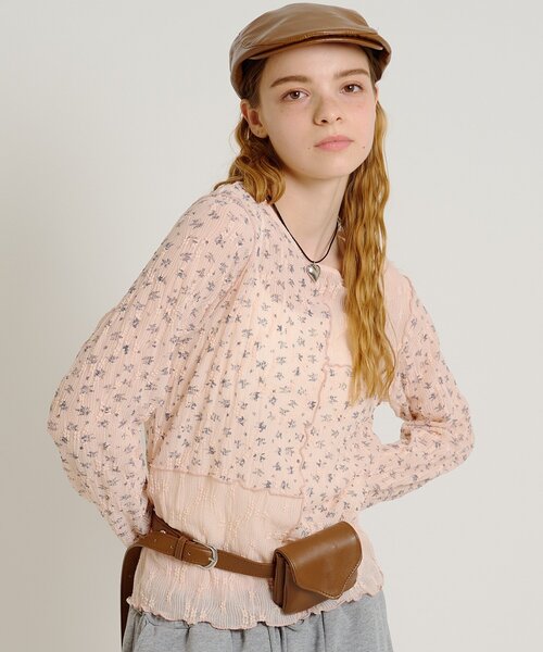 w closet（ダブルクローゼット）の「花柄パッチワークT（Tシャツ/カットソー・レディース・サックスブルー/アイボリー/ピンク・FREE）」の10枚目の写真