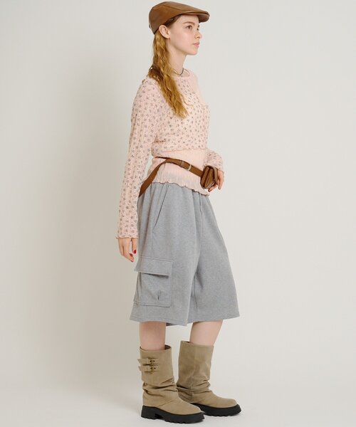 w closet（ダブルクローゼット）の「花柄パッチワークT（Tシャツ/カットソー・レディース・サックスブルー/アイボリー/ピンク・FREE）」の5枚目の写真